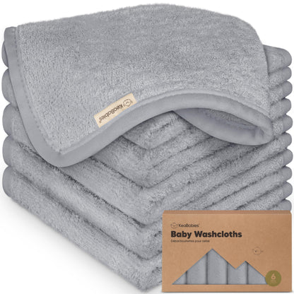 6-Pack Baby Washcloths, Soft Absorbent Washcloths for Face, Body (White)