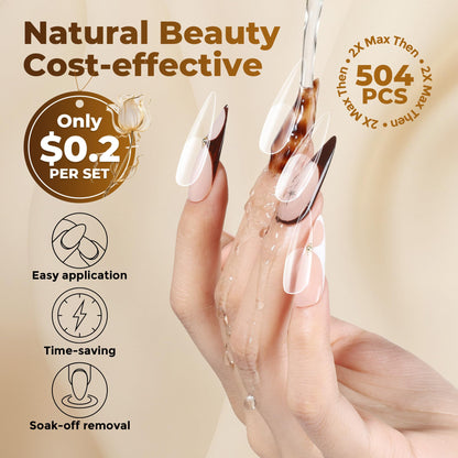 UNA GELLA Short Sharp Square Nail Tips 504pcs X-Soft Flat Square Nails