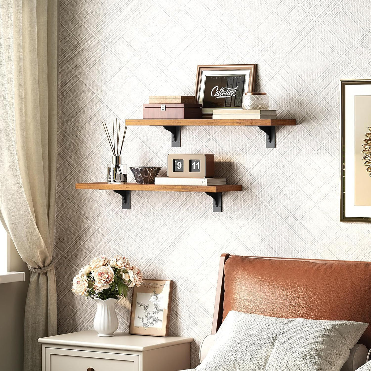 HOOBRO Floating Shelves for Wall, 15.7" Wall Mounted Shelves Set of 2