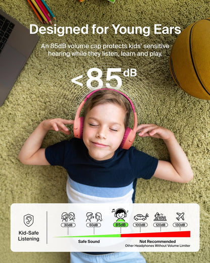 Belkin SoundForm Mini Kids Headphones, Wireless&Wired, 30H Playime, School