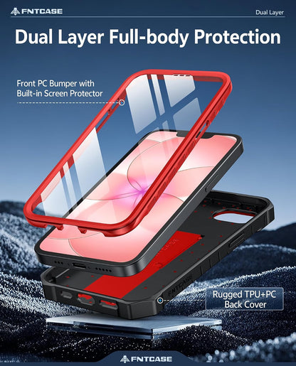 FNTCASE for iPhone 16 Case with Belt Clip and Built-in Screen Protector