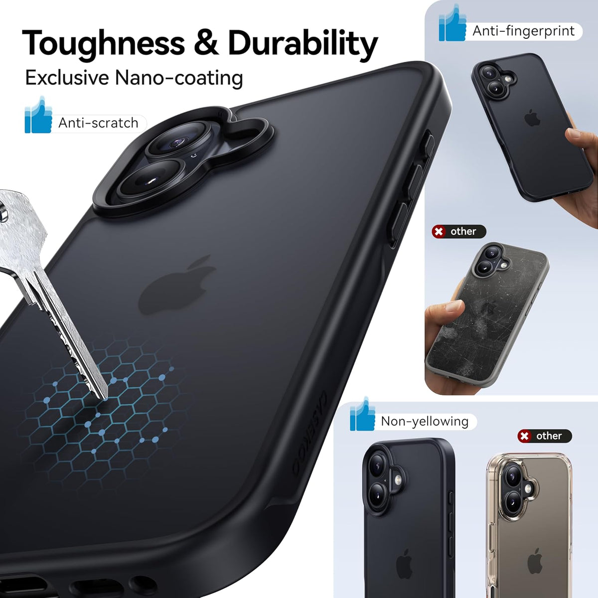 CASEKOO for iPhone Air Case, Crystal Clear, Patented Anti-Yellowing, Slim