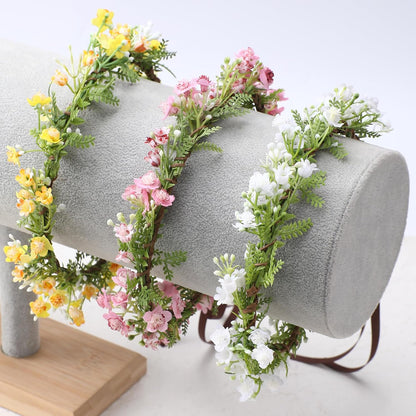 Pink Bohemian Flower Crown, Fairy Babys Breath Flower Headband