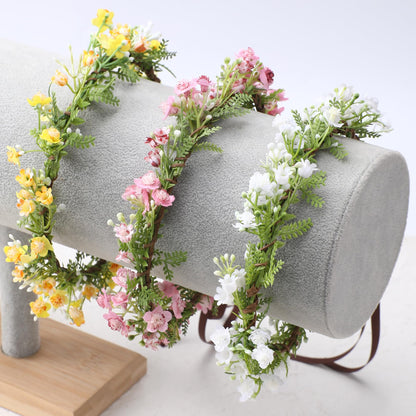 Pink Bohemian Flower Crown, Fairy Babys Breath Flower Headband
