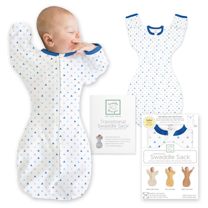 SwaddleDesigns Transitional Swaddle Sack, Cotton, Heathered Gray, 6-9mo