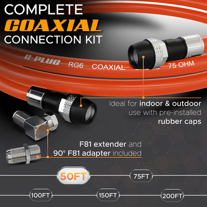 G-PLUG 200FT RG6 Coaxial Cable Extender - Coax Cable Cord, Triple Shielded