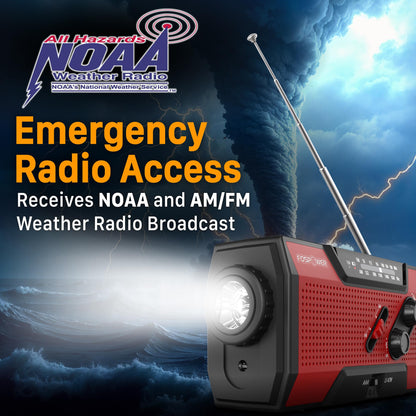 FosPower NOAA Emergency Weather Radio D8 37000mWh Portable Power Bank, AM/FM, USB/Solar/Hand Crank Charging, SOS Alarm & Flashlight for Indoor/Outdoor Emergency - Orange