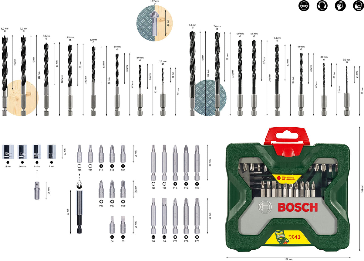 Bosch Accessories 34-piece Screwdriver/Drill bit Set (for Wood, Metal and Stone, Accessories for Drill Drivers)
