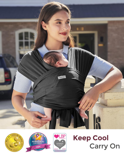 Momcozy Baby Wrap Carrier, Easy-On 2-Piece Design, Newborn to 33 lb