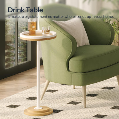 HOOBRO Small Round Side Table, Drink Table, Coffee Martini Table with Pedestal Accent for Small Spaces in Living Room, Bedroom, Sofa Couch, Rustic Brown BF168BZ01