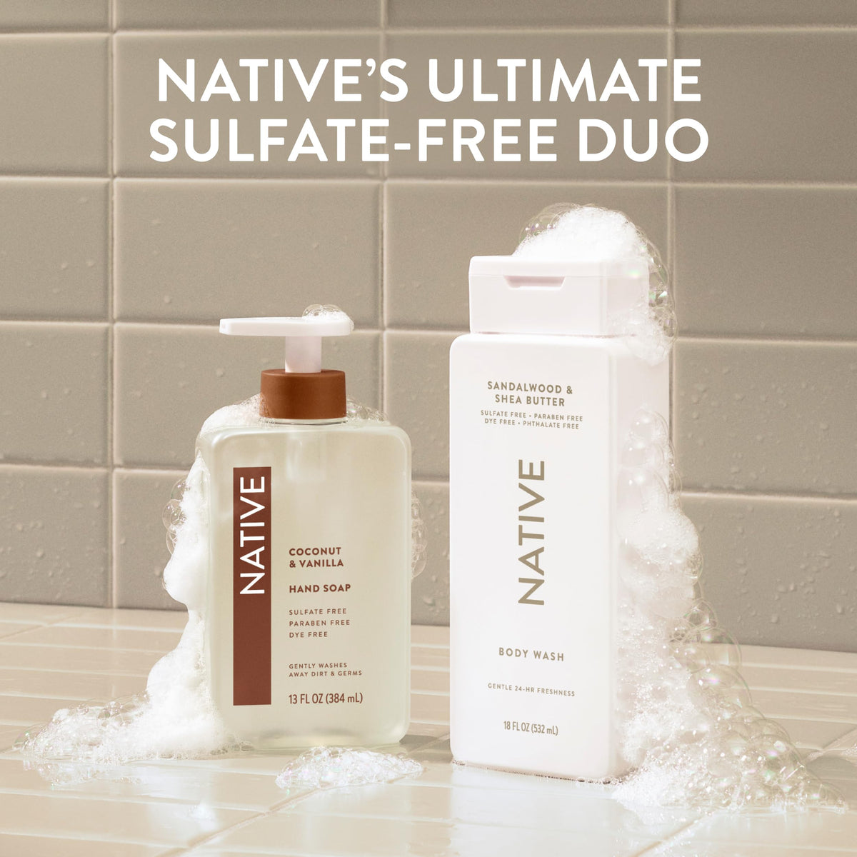 Native Clean Body Wash for Women & Men, Powder & Cotton Scent, 18 fl oz