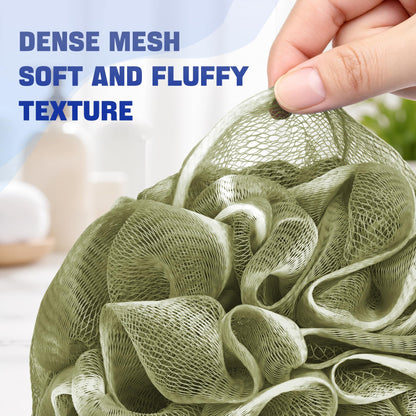 AmazerBath Loofah Sponge 75g/Piece, Exfoliating Bath Sponge Body Scrubber - Loofa Set of 4 Flower Color (Large, Green-Purple)