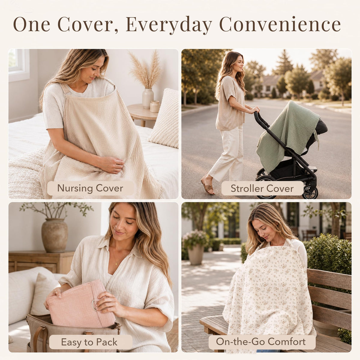 Konssy Muslin Nursing Cover Up for Breastfeeding with Rigid Hoop