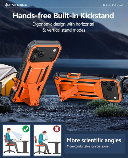 FNTCASE for iPhone 16 Case with Belt Clip and Built-in Screen Protector