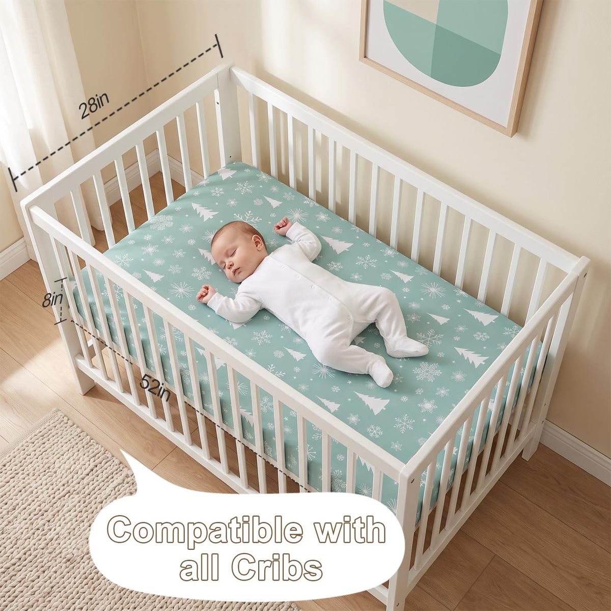 GUNTAIL Baby Crib Sheets for Boys Girls, 2 Pack Fitted Crib Sheet for Standard Crib and Toddler Mattress, Soft Microfiber Baby Sheet 52x28x8in. (Love & Pink)