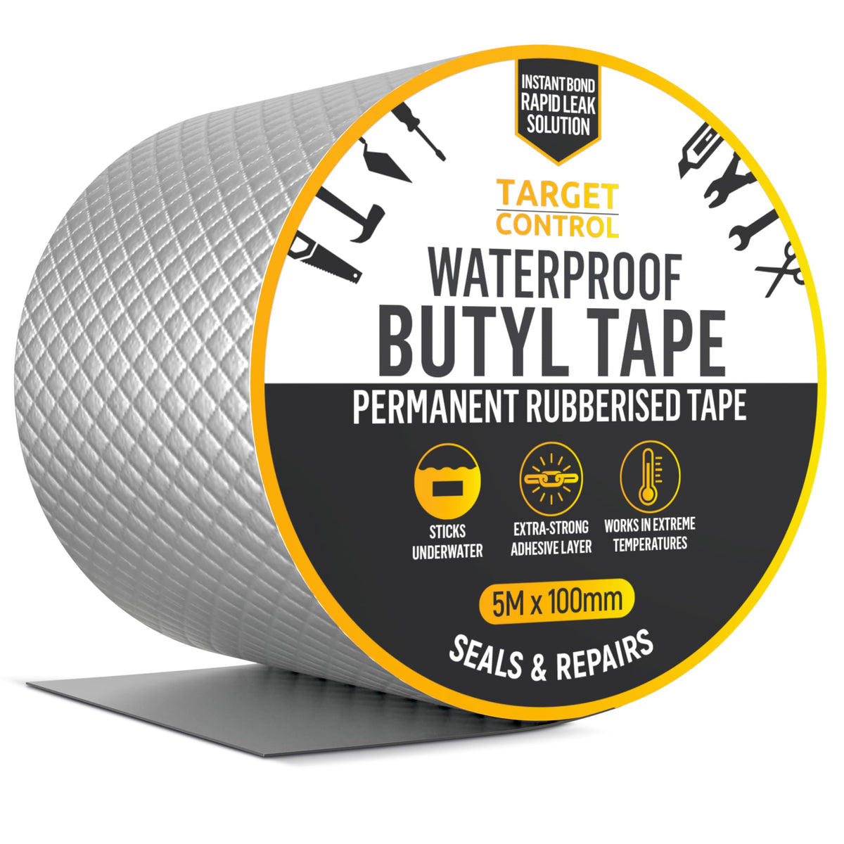 Waterproof Tape for Leaks 5M x 55mm Butyl Pipe Repair Tape