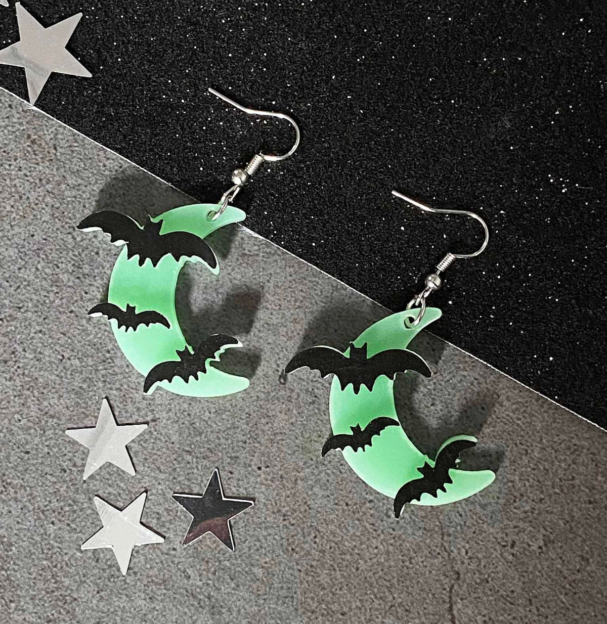 Glow in the Dark Halloween Earrings, Bat Ghost Coffin Boo Dangle Earrings