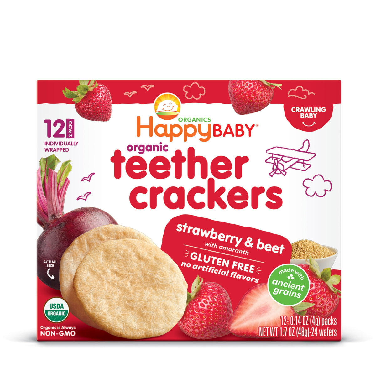 HAPPY BABY Gentle Teething Wafers, 3 Flavor Variety Pack, 12 ct (3 Pack)