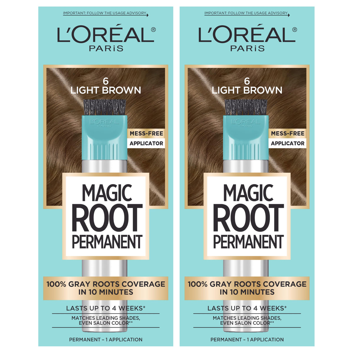 L'Oreal Paris Magic Root Permanent Hair Color Kit, 100% Gray Hair Coverage In Just 10 Minutes, Precision Brush Applicator for Seamless Application, 4 Dark Brown (1 Count)