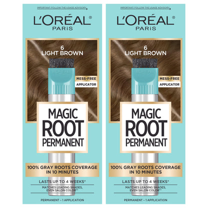 L'Oreal Paris Magic Root Permanent Hair Color Kit, 100% Gray Hair Coverage In Just 10 Minutes, Precision Brush Applicator for Seamless Application, 4 Dark Brown (1 Count)