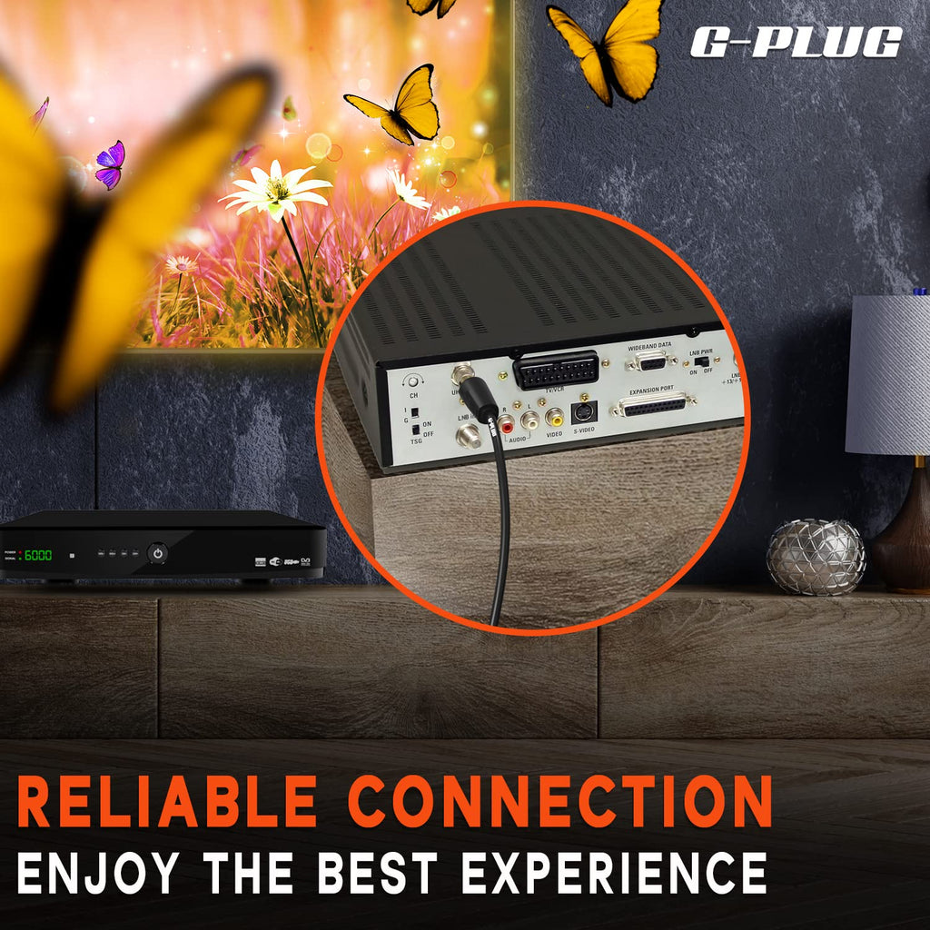 G-PLUG 1m TV Aerial Cable, Coaxial Cable for Freeview, Sky Box and Freesat