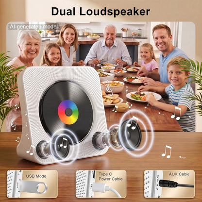 Gueray CD Player Portable Bluetooth Desktop CD Player for Home (Black)