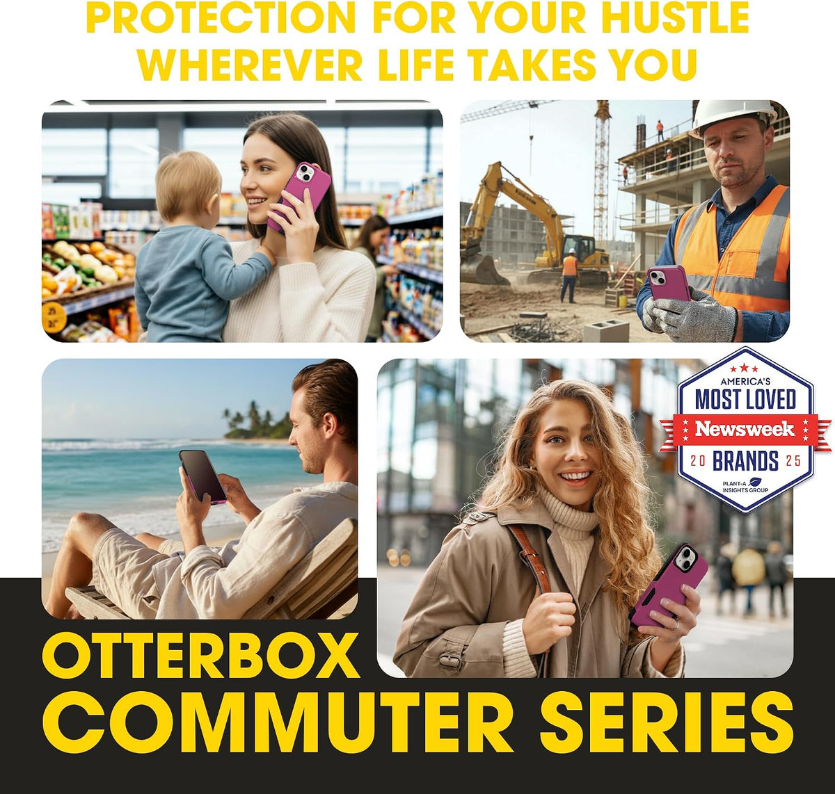 OtterBox iPhone 14 & iPhone 13 Commuter Series Case - BLACK , slim & tough, pocket-friendly, with port protection