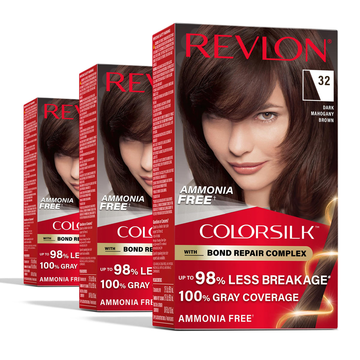 Revlon ColorSilk with Bond Repair Hair Color, 51 Light Brown, 3pk