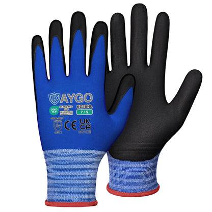 KAYGO Safety Work Gloves MicroFoam Nitrile Coated 12 Pairs, KG18NH