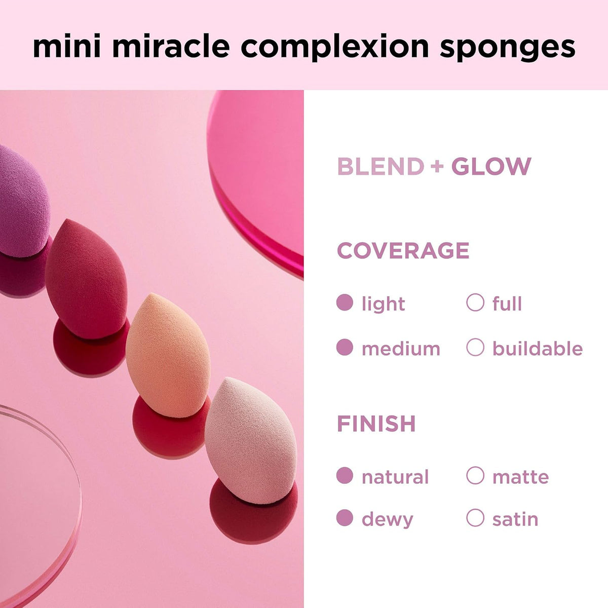 Real Techniques Mini Miracle Complexion Sponge for Makeup, 4 Count