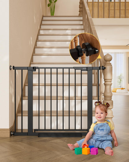InnoTruth 27-36.6 in Wide Baby Gate for Stairs and Doorways, Black