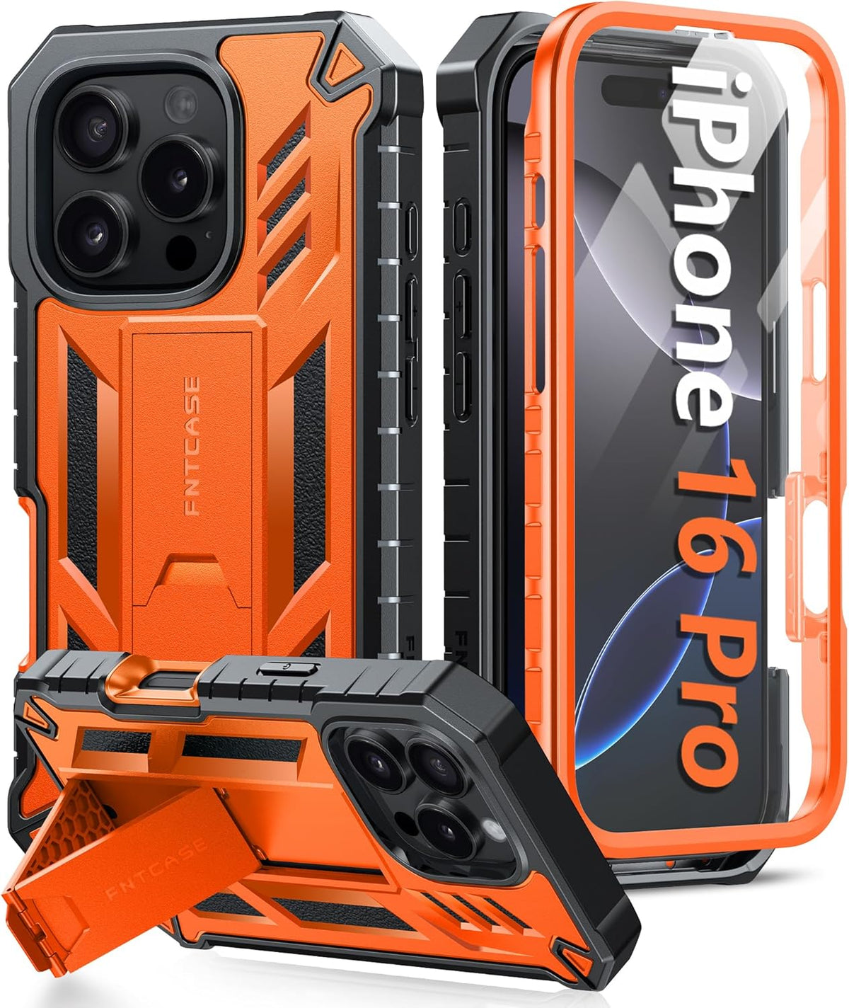 FNTCASE for iPhone 16 Case with Belt Clip and Built-in Screen Protector