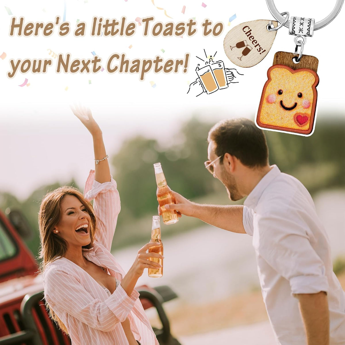 Toast Keychain for Girls New Beginnings Congratulations Gifts