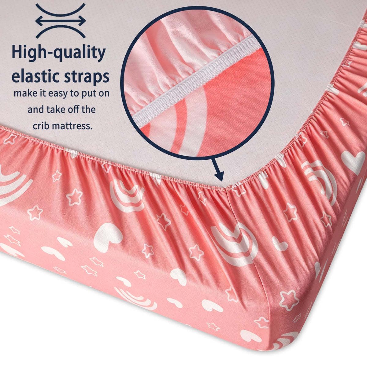 GUNTAIL Baby Crib Sheets for Boys Girls, 2 Pack Fitted Crib Sheet for Standard Crib and Toddler Mattress, Soft Microfiber Baby Sheet 52x28x8in. (Love & Pink)