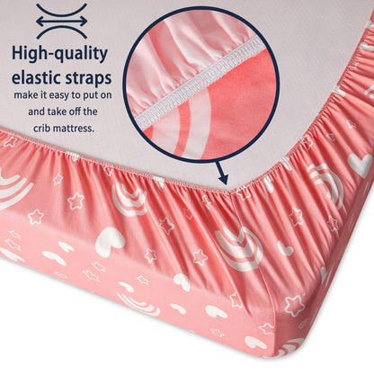 GUNTAIL Baby Crib Sheets for Boys Girls, 2 Pack Fitted Crib Sheet for Standard Crib and Toddler Mattress, Soft Microfiber Baby Sheet 52x28x8in. (Love & Pink)