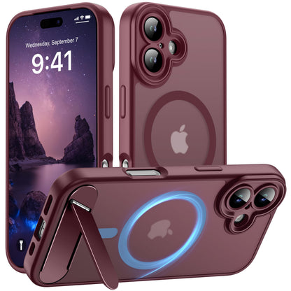 Magnetic Compatible with iPhone 16 Case, [Built-in Kickstand][Full Camera Protection][Compatible with MagSafe][Anti-Fingerprint] Shockproof Phone Case for iPhone 16 6.1",Brown