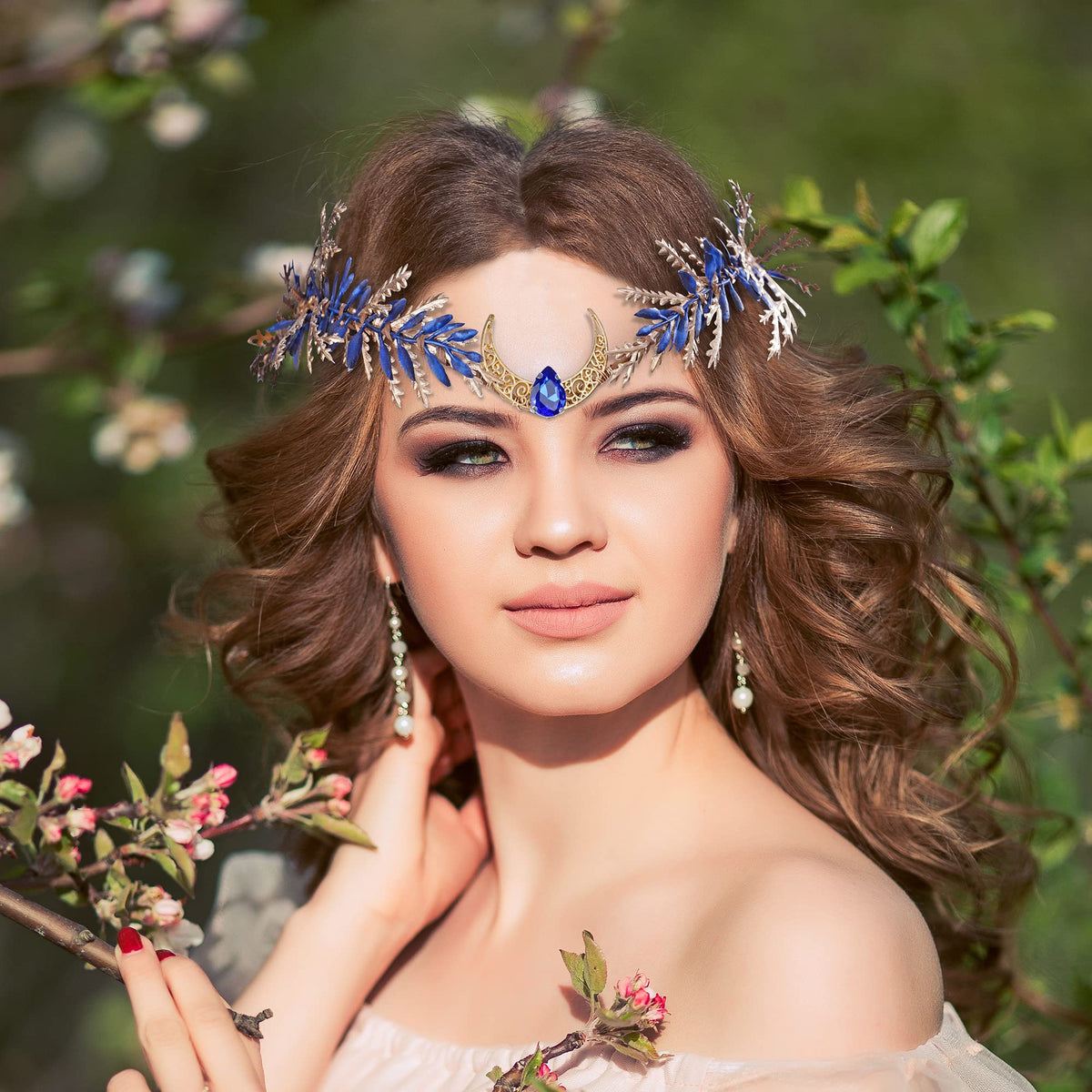 MOSTORY Renaissance Fairy Flower Crown, Woodland Elf Crown Headpiece