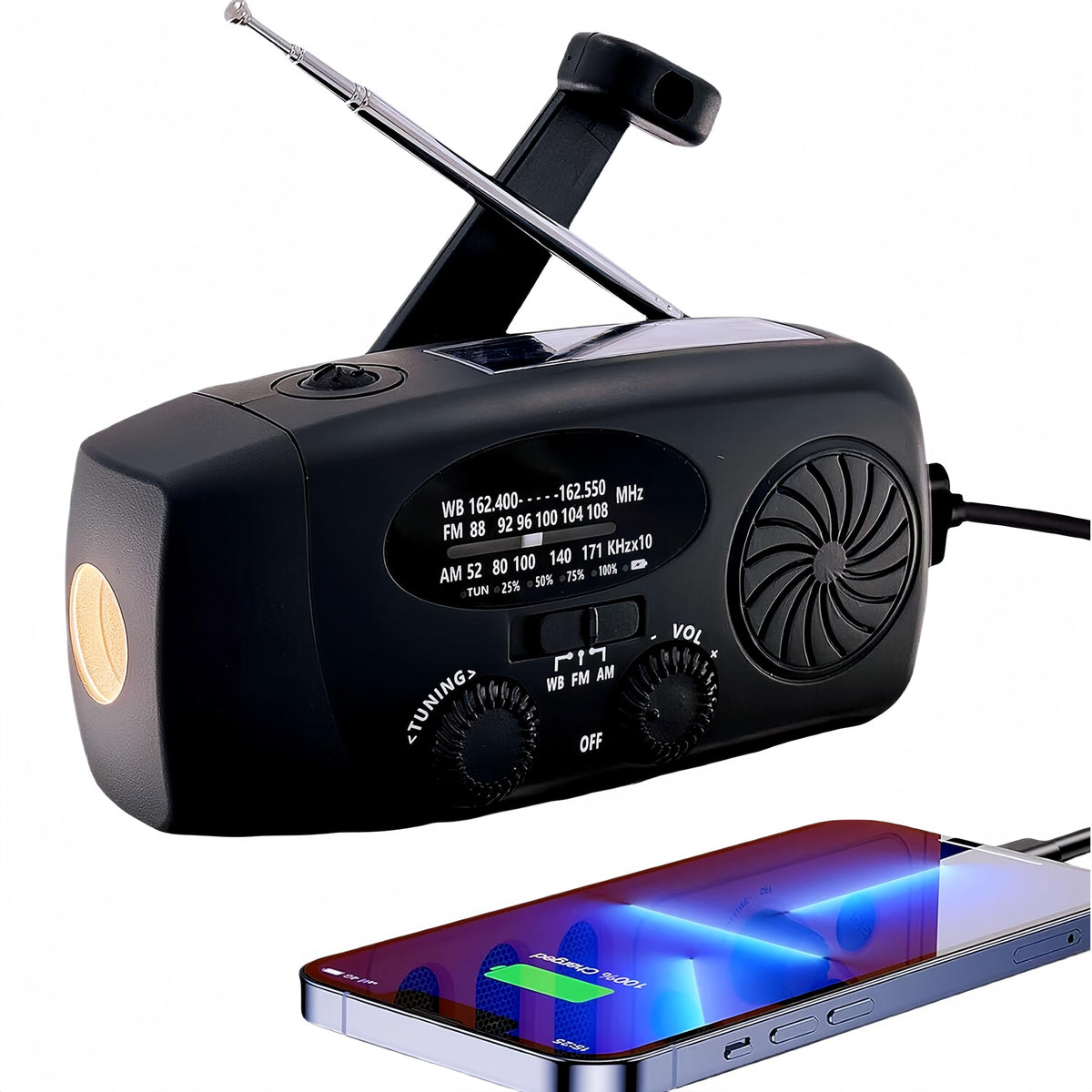 2000mAh Wind Up Solar Radio, Emergency Weather Radio,FM/AM Hand Crank Radio