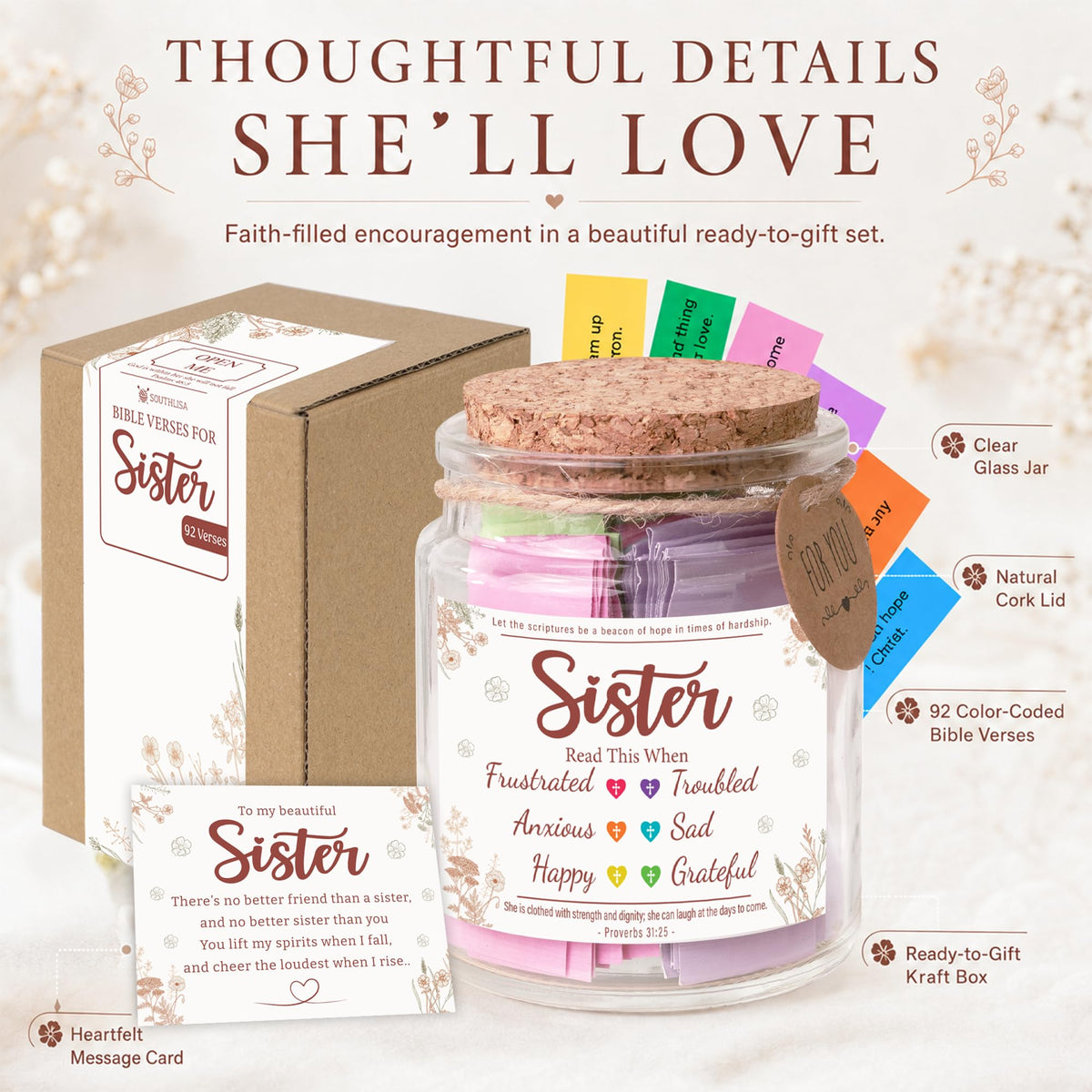 Read This When Bible Verses Jar – Birthday Gifts for Women, Christian Gifts, Christmas Gift for Women, Gift for Mom from Daughter