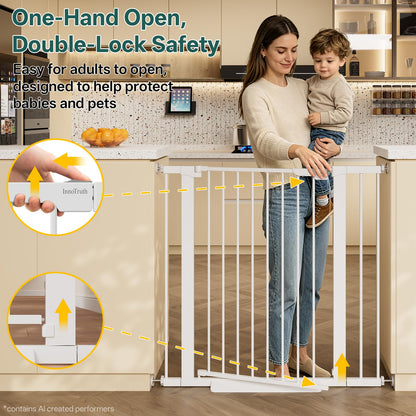 InnoTruth 27-36.6 in Wide Baby Gate for Stairs and Doorways, Black