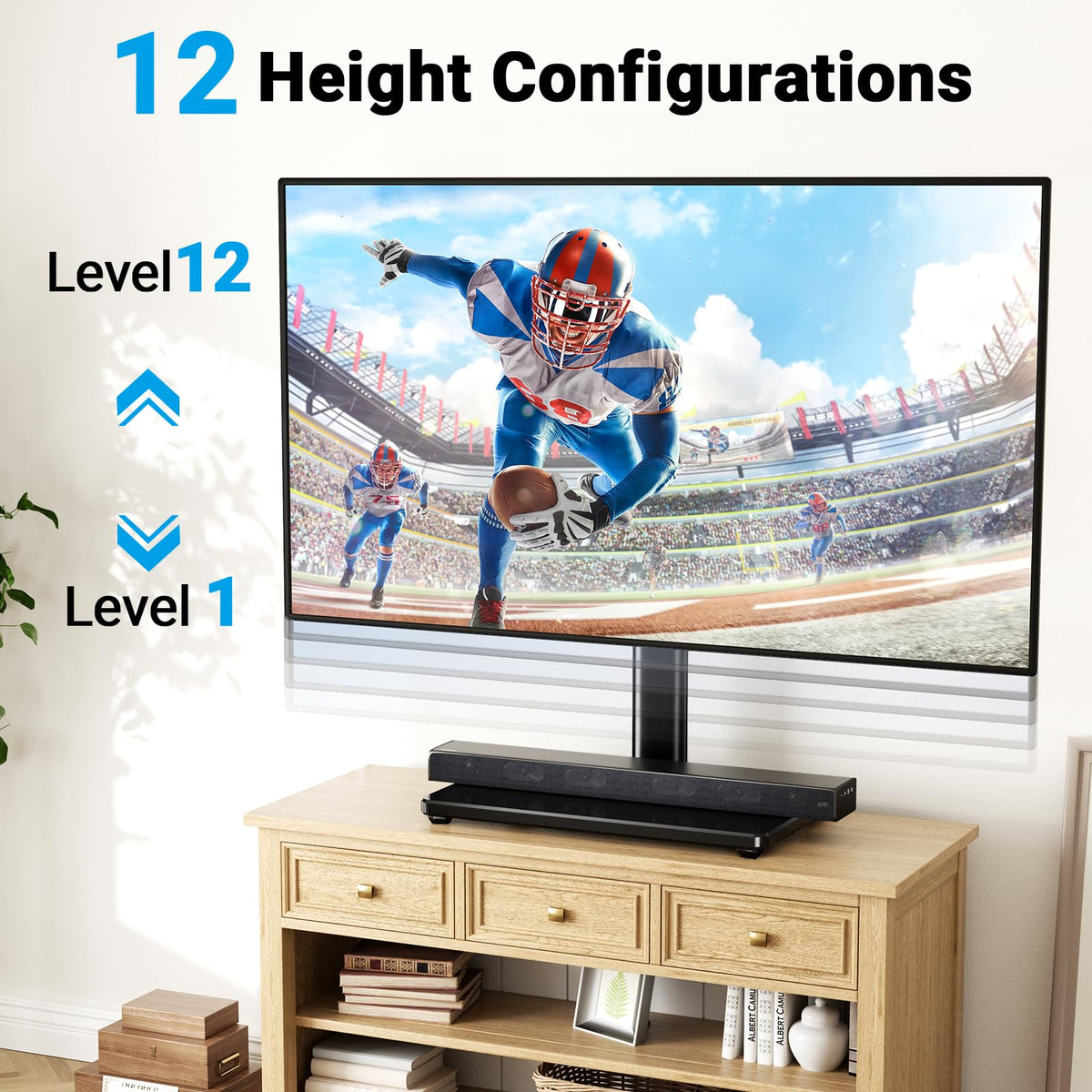 PERLESMITH Universal Swivel TV Stand for 32-75 inch TVs to 99lbs with Legs