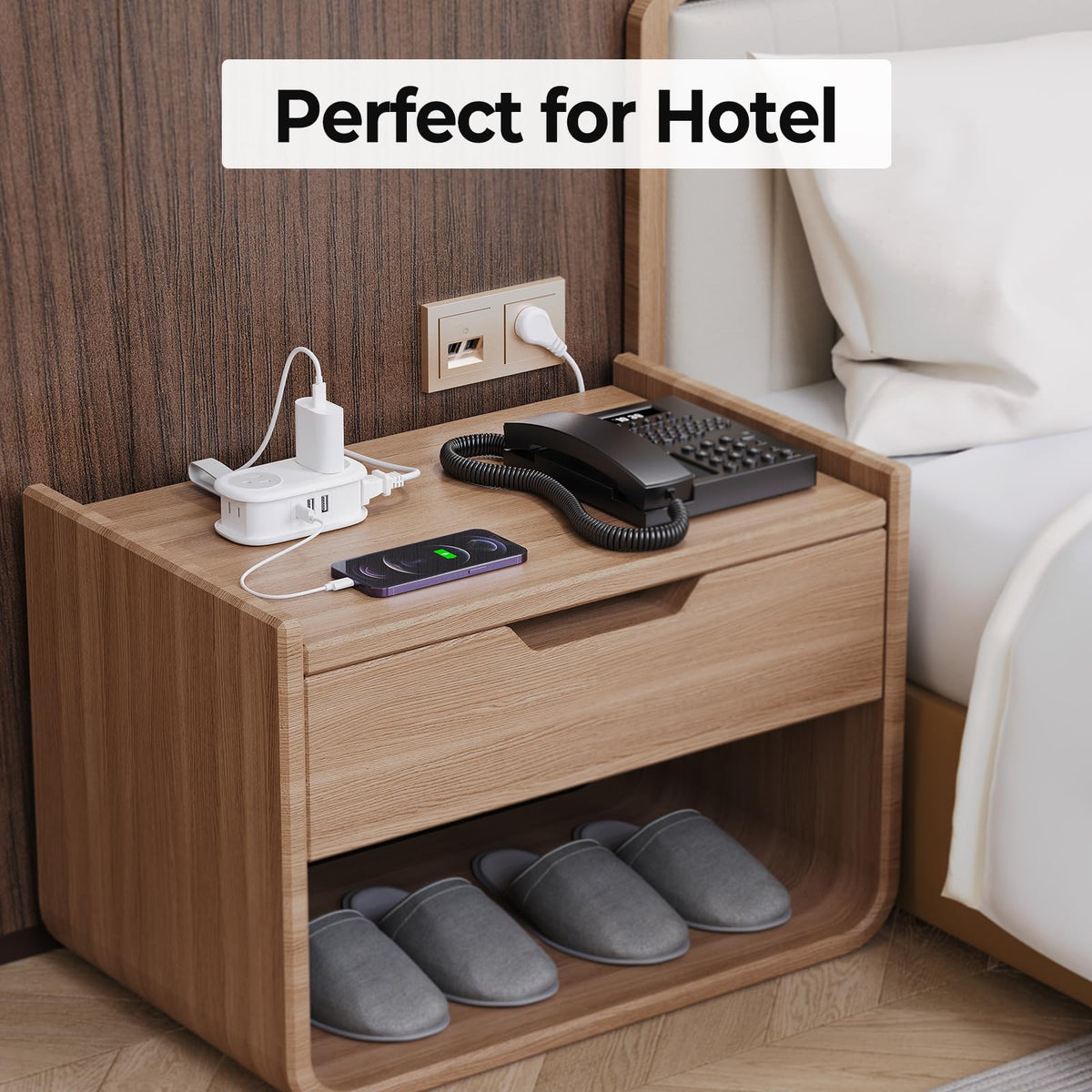 ORICO Purple Cruise Approved Travel Power Strip with 4FT Extension Cord