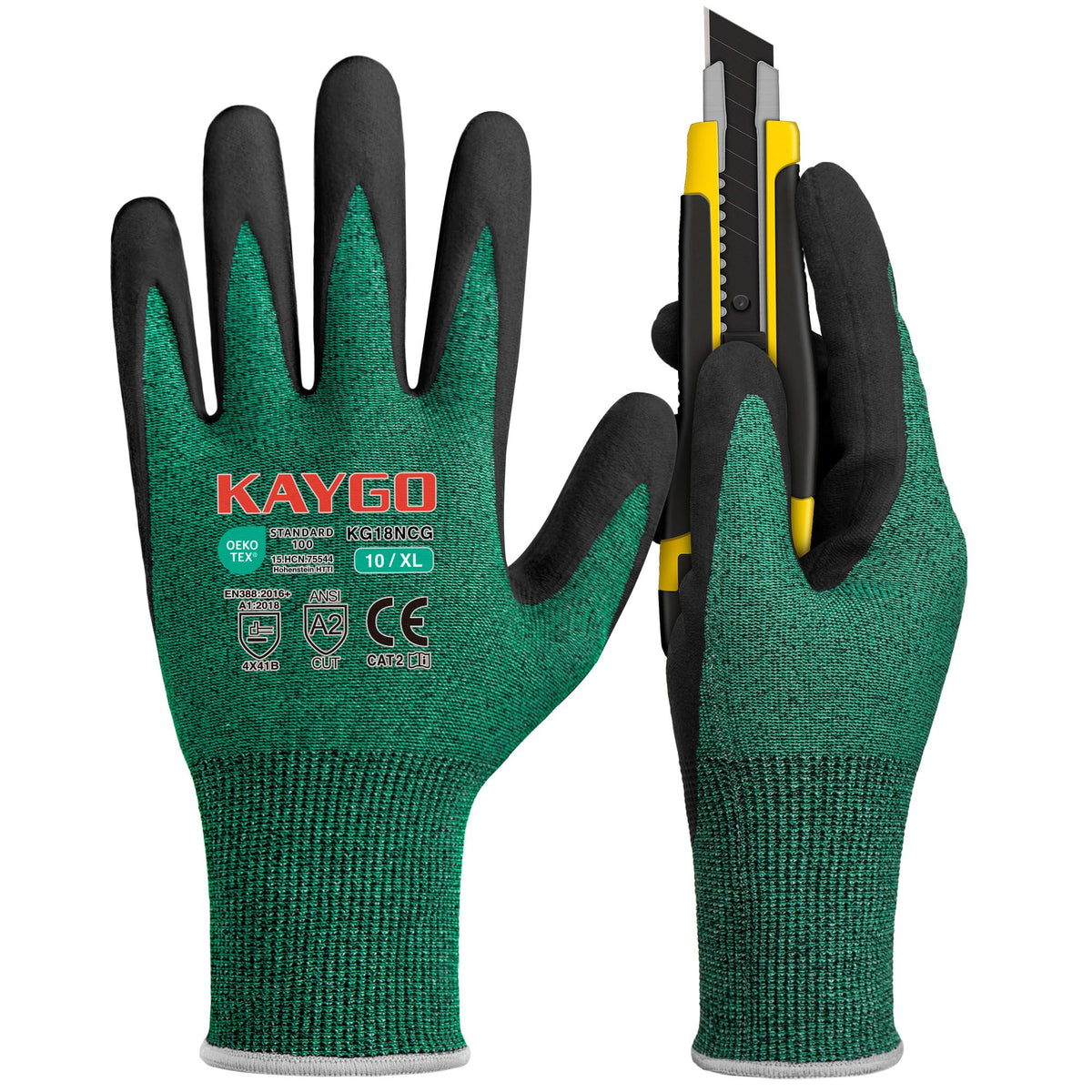 KAYGO Safety Work Gloves MicroFoam Nitrile Coated 12 Pairs, KG18NH