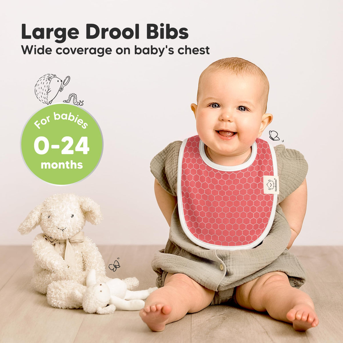 KeaBabies 8-Pack Organic Baby Bibs for Drooling and Teething (Sweet Charm)