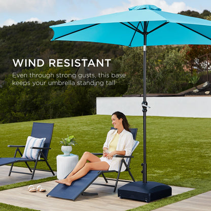 Best Choice Products 123lb Capacity Fillable Mobile Umbrella Base Heavy Duty Market Stand for Patio, Deck, Poolside w/ 4 Wheels, 2 Locks, 2 Knobs, Wind-Resistant Design - Black