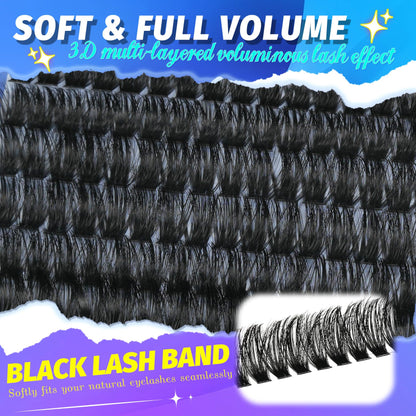 Lash Clusters Wispy 60D Eyelash Clusters 10-18mm Fluff Cluster Eyelash Extensions D Curl No Plastic Feel Individual Lashes Extension 240 Pcs Versatile False Eyelashes Clusters