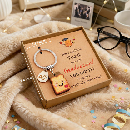 Toast Keychain for Girls New Beginnings Congratulations Gifts