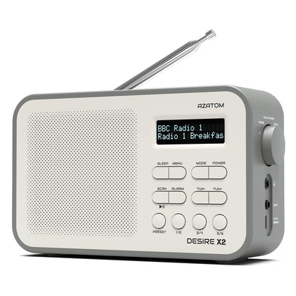 DAB/DAB+ & FM Portable Digital Radio | Simple Controls | Dual Alarms & Sleep Timer | Battery & Mains Powered (4x”AA”) | Bluetooth | Perfect for Home, Office or Outdoors | AZATOM Desire X2 (Black)