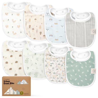 KeaBabies 8-Pack Organic Baby Bibs for Drooling and Teething (Sweet Charm)