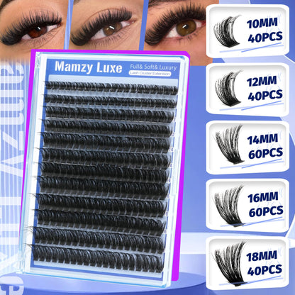 Lash Clusters Wispy 60D Eyelash Clusters 10-18mm Fluff Cluster Eyelash Extensions D Curl No Plastic Feel Individual Lashes Extension 240 Pcs Versatile False Eyelashes Clusters